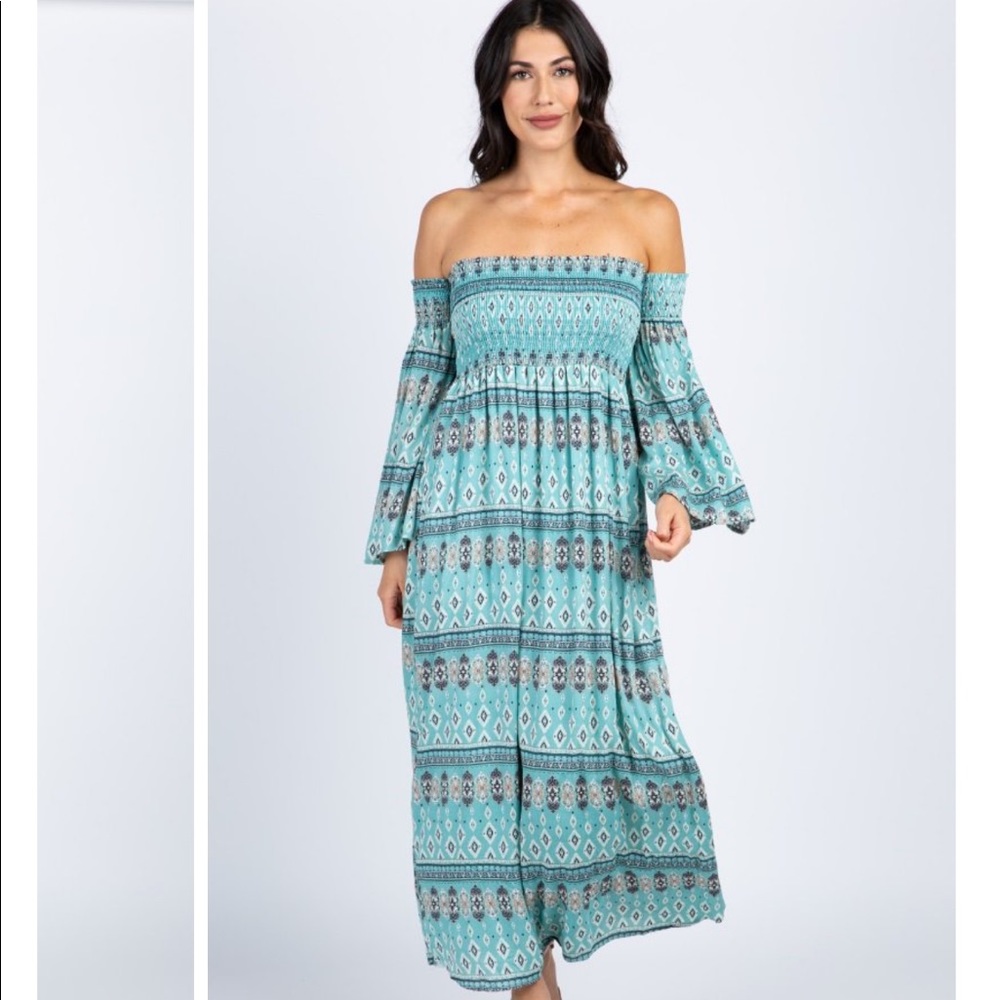 Blue Maternity Maxi Dress